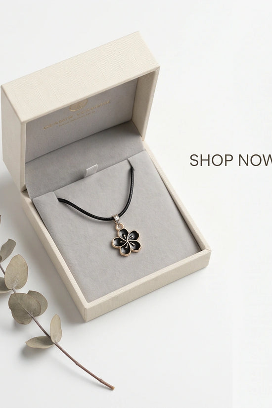 Gold and Black Cherry Blossom Necklace
