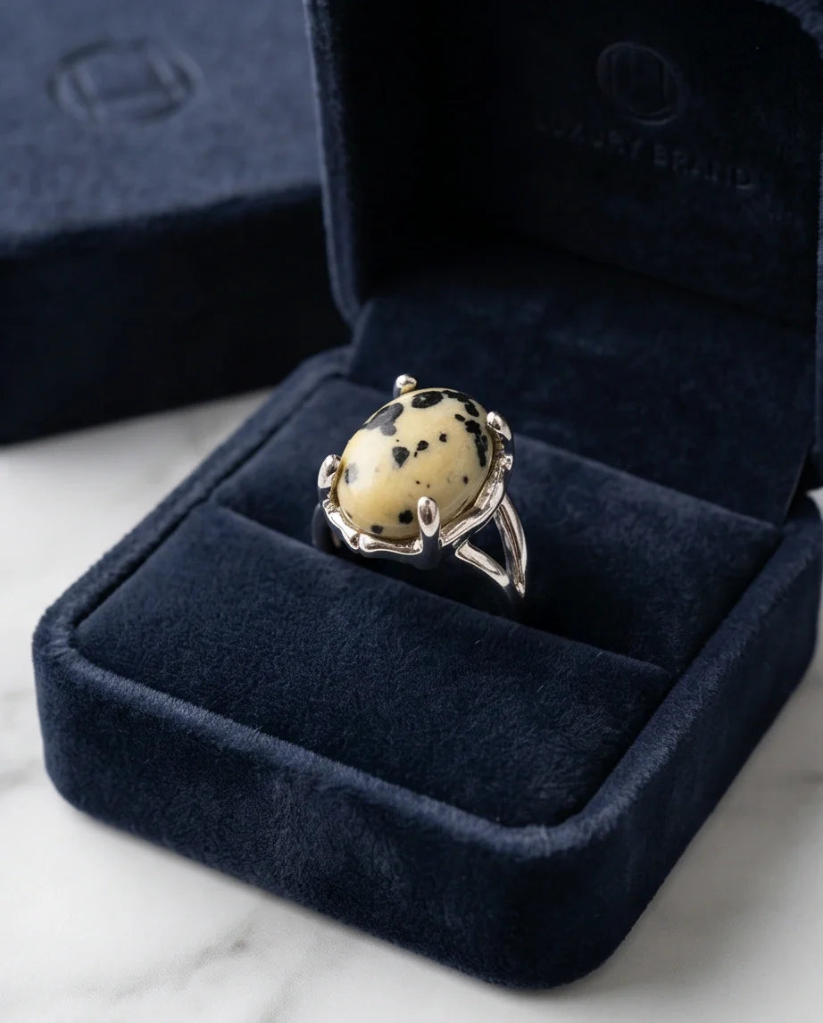 Wild Splendor Dalmatian Jasper Ring