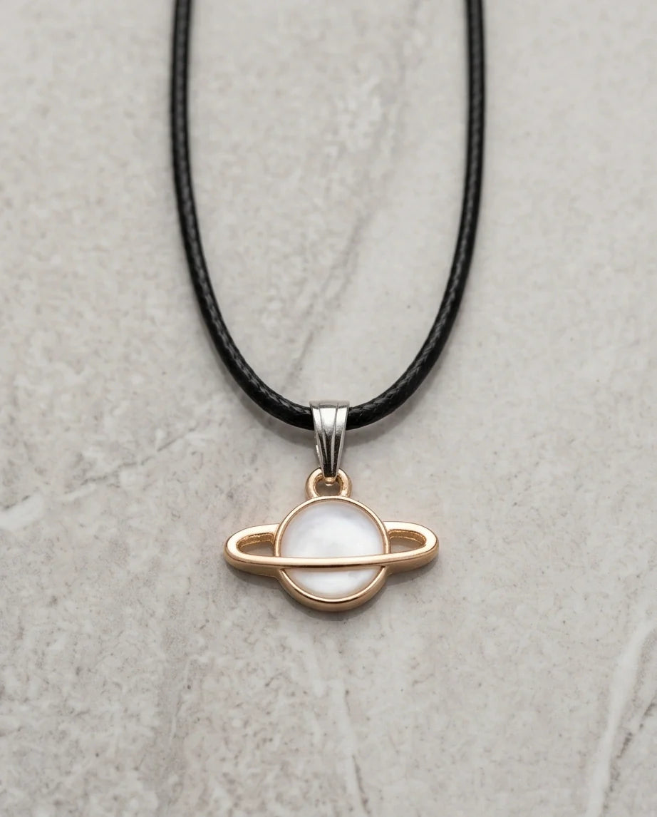 Gold and White Bow Ribbon Necklace