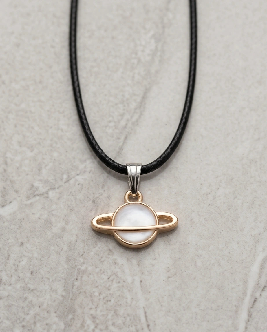 Gold and White Bow Ribbon Necklace