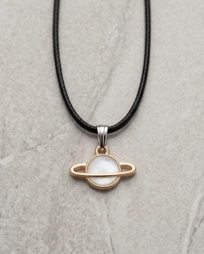 Gold and White Bow Ribbon Necklace