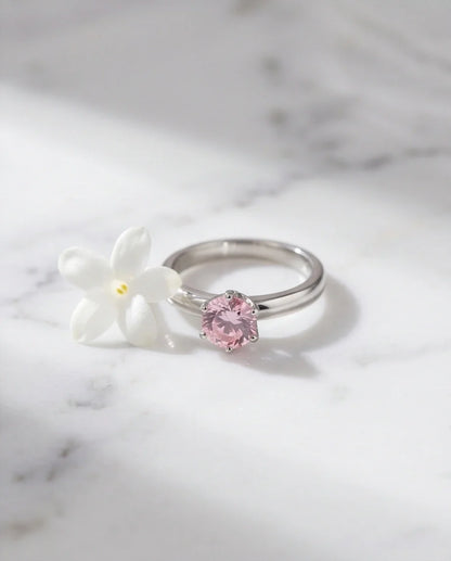 Sterling Silver Classic Round-Cut Pink Sapphire Solitaire Ring