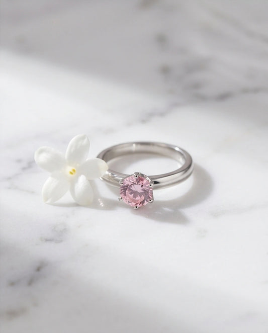 Sterling Silver Classic Round-Cut Pink Sapphire Solitaire Ring