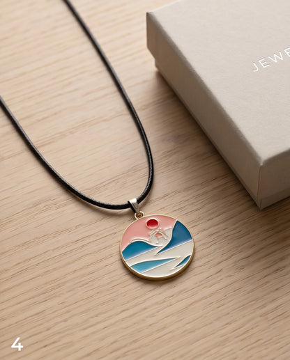 Sunset Wave Medallion Cord Necklace