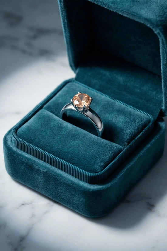Sterling Silver Round-Cut Vintage Crown Peach Morganite Solitaire Ring