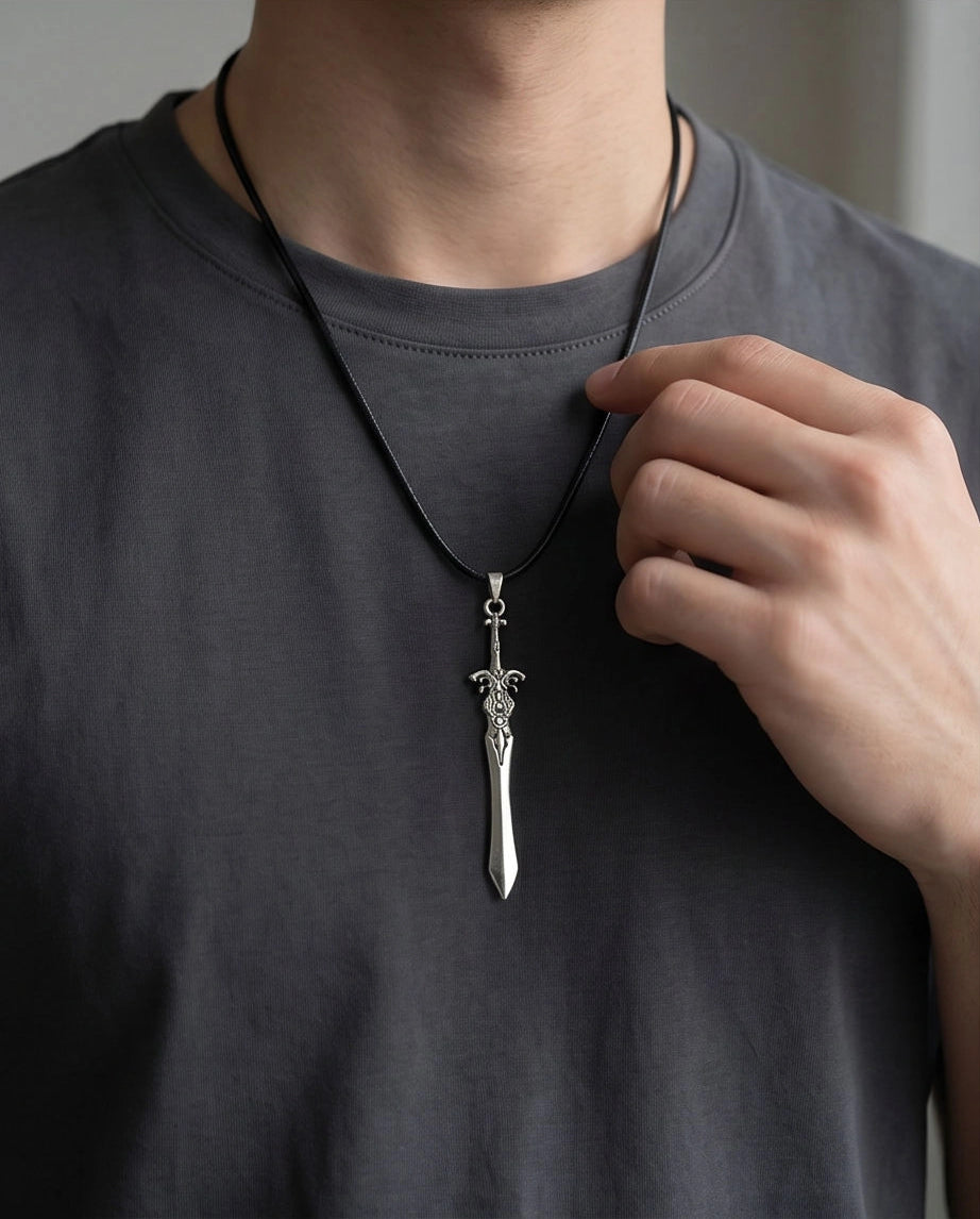 Vintage Silver Sword Pendant Necklace