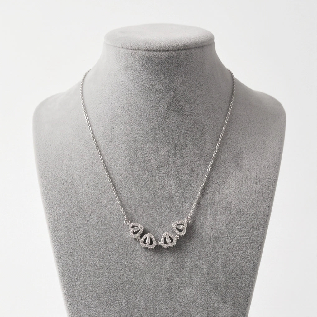 Silver Convertible 2-in-1 Heart Clover Necklace