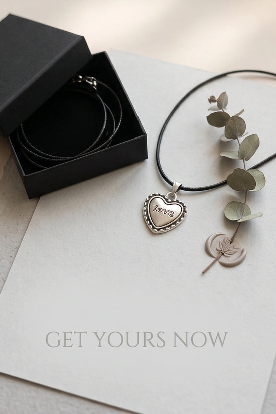 Silver Beaded Edge Love Heart Necklace