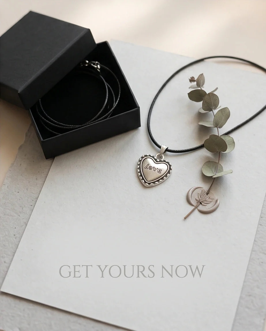 Silver Beaded Edge Love Heart Necklace