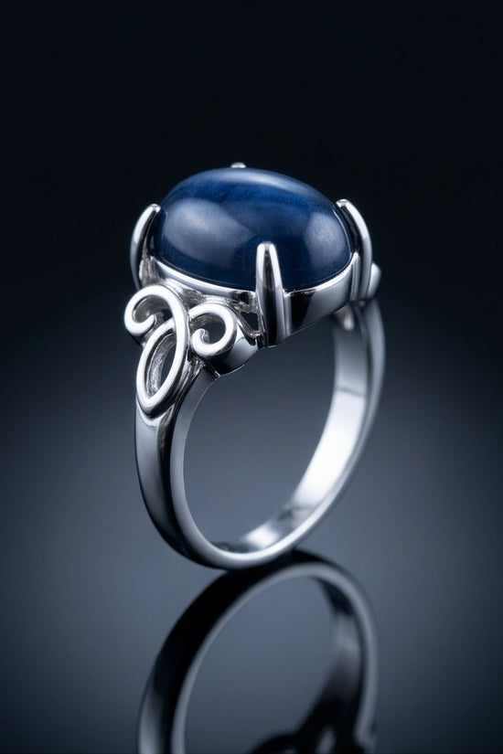 Midnight Azure Tiger's Eye Filigree Ring