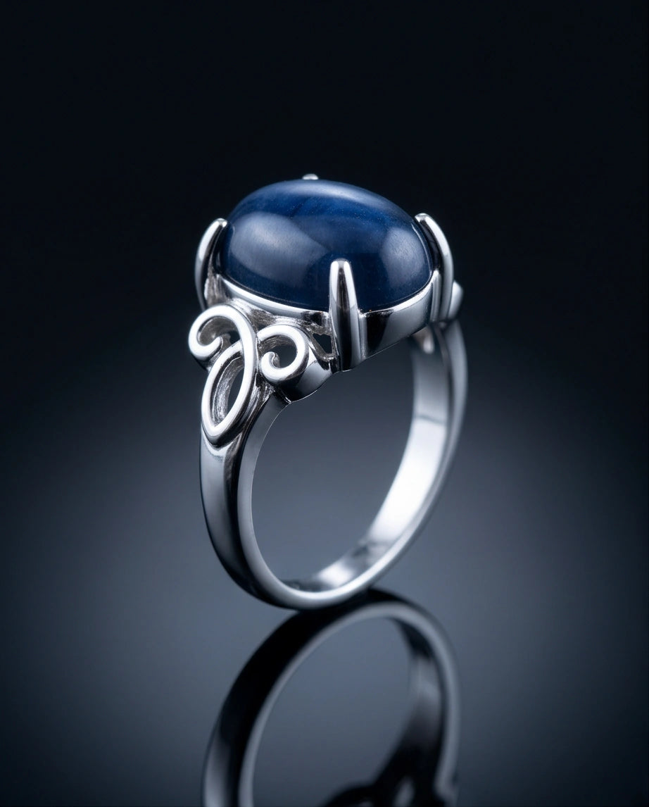 Midnight Azure Tiger's Eye Filigree Ring