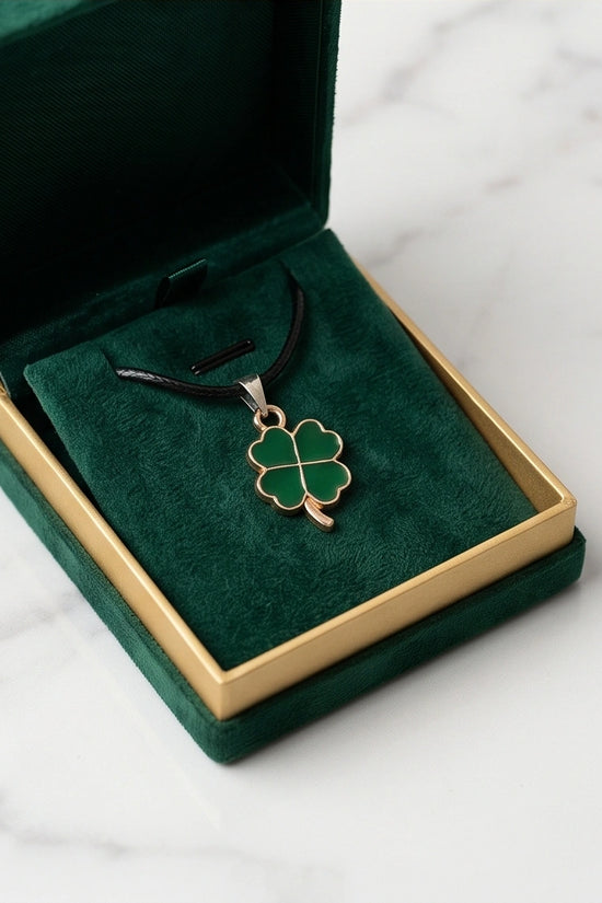 Gold and Green Four-Leaf Clover Necklace