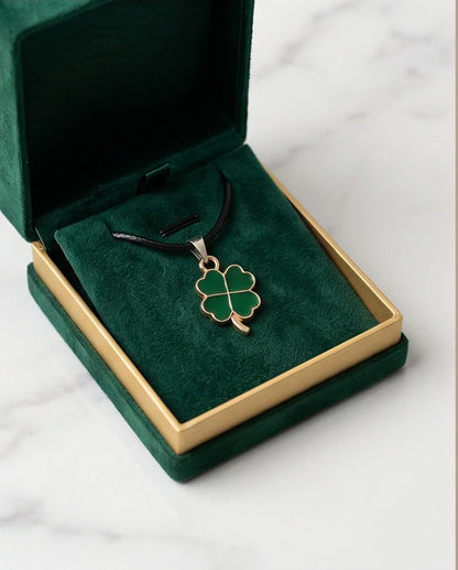 Gold and Green Four-Leaf Clover Necklace