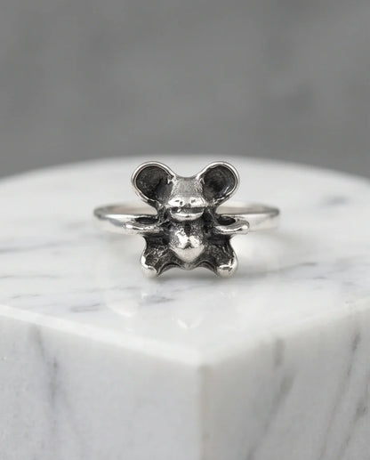 Vintage Silver Teddy Bear Statement Ring