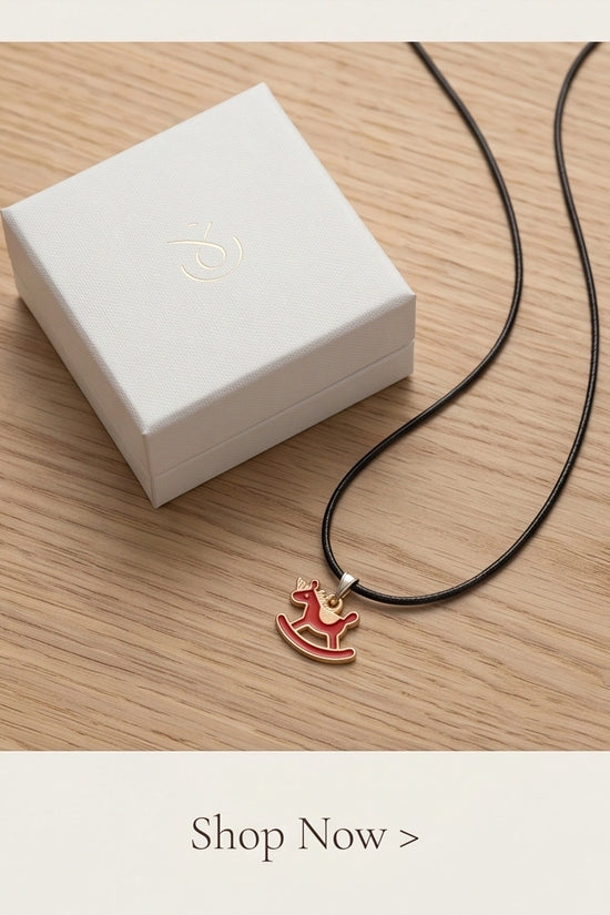 Gold and Red Rocking Horse Necklace