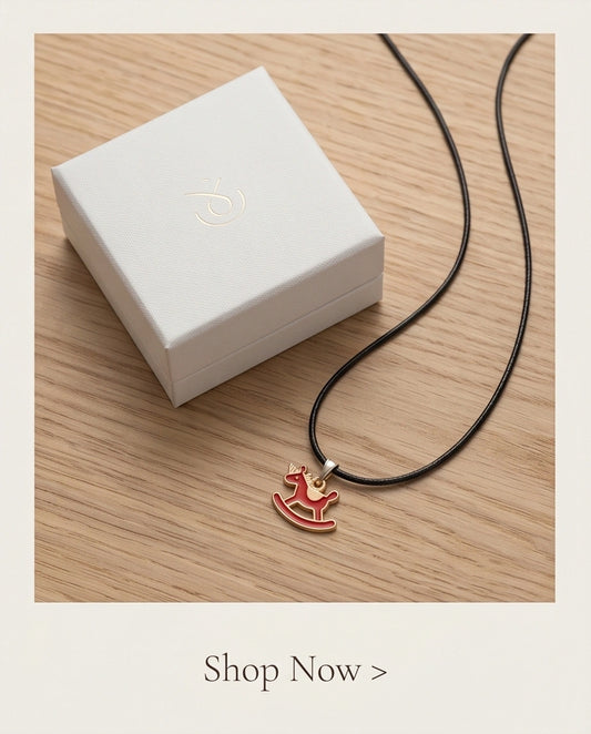 Gold and Red Rocking Horse Necklace