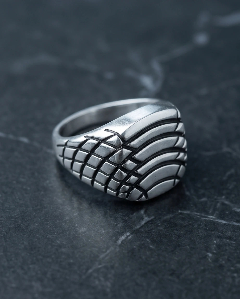 Vintage Sterling Silver Celtic Armor Wing Signet Ring