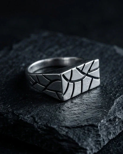 Sterling Silver Abstract Rectangular Signet Ring