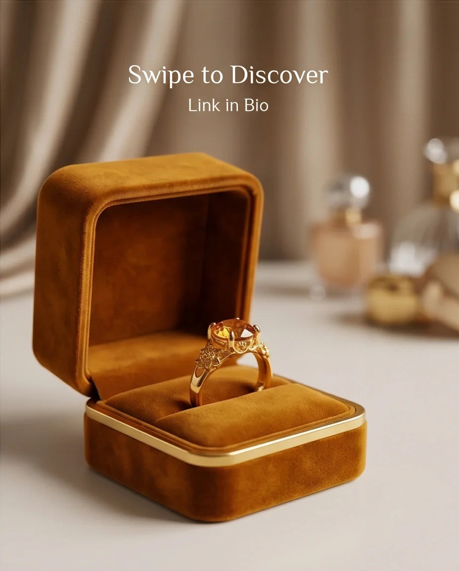 Golden Amber Botanical Blossom Ring