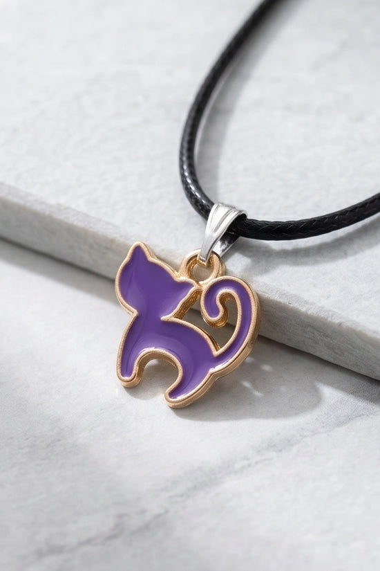 Playful Purple Cat Pendant