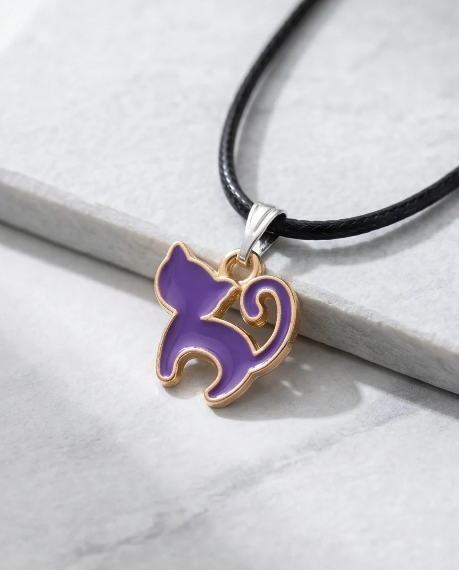 Playful Purple Cat Pendant