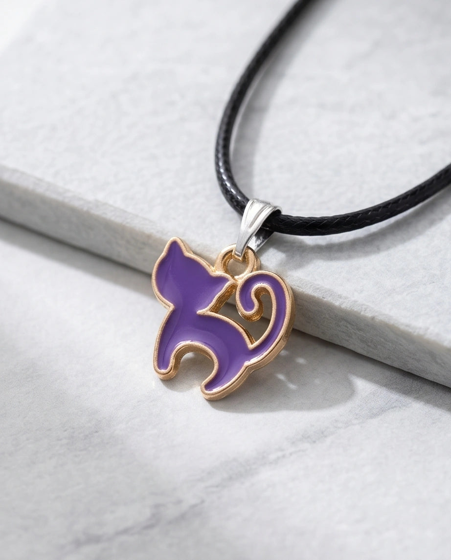 Playful Purple Cat Pendant