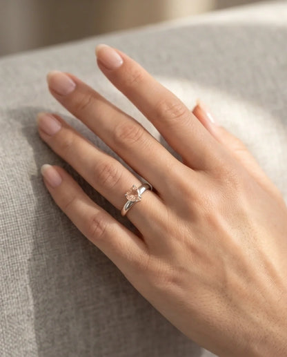 Sterling Silver Heart-Cut Peach Morganite Solitaire Ring