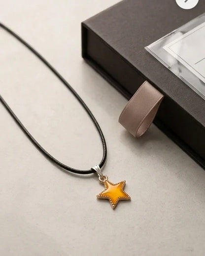 Vibrant Yellow Star Enamel Pendant Necklace