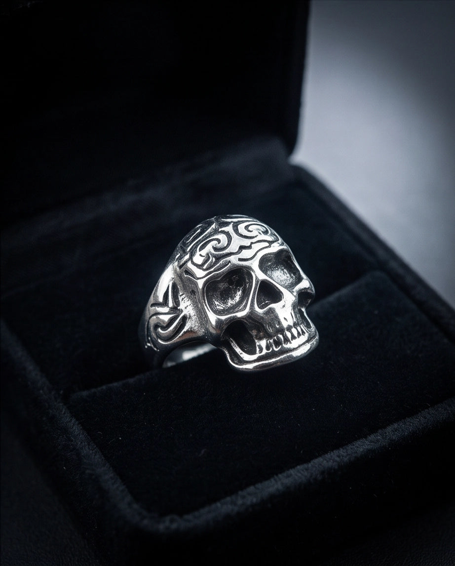 Filigree Crowned Skull Ring