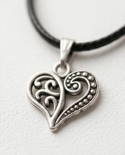 Silver Filigree Heart Pendant Necklace