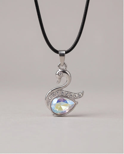 Silver Opaline Crystal Swan Pendant Necklace