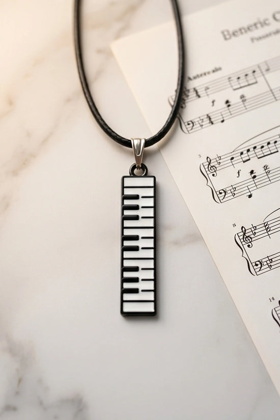 Black and White Piano Key Vertical Necklace