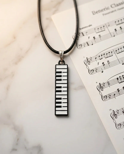 Black and White Piano Key Vertical Necklace
