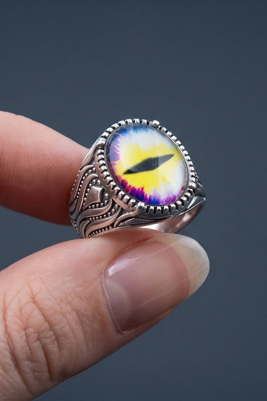 Vintage Sterling Silver Prism Dragon's Eye Ring