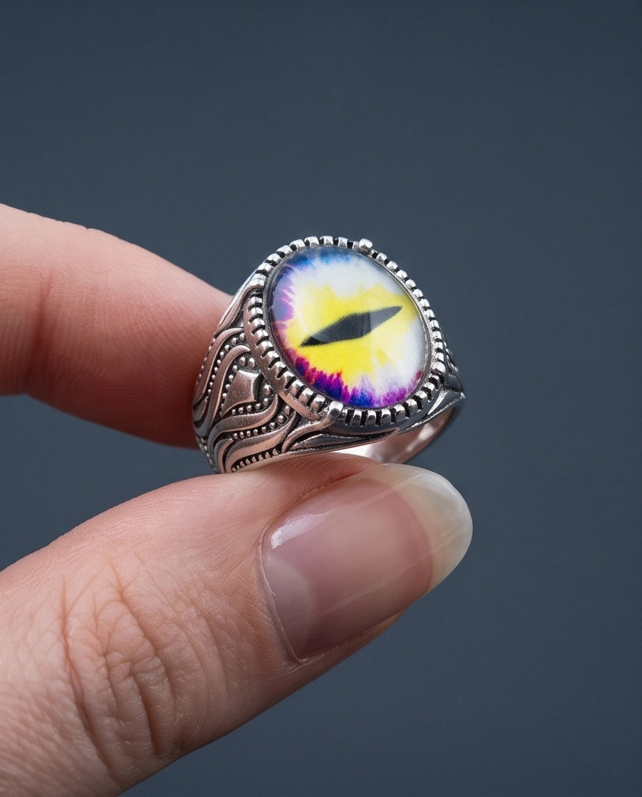 Vintage Sterling Silver Prism Dragon's Eye Ring