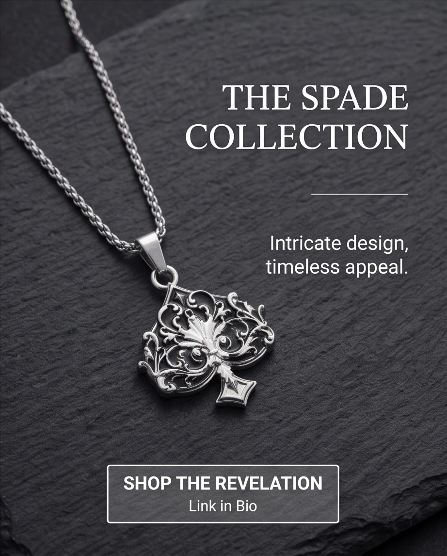 Silver Filigree Ace of Spades Pendant Necklace