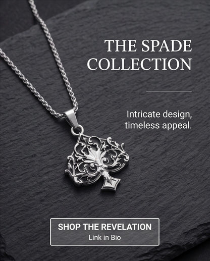 Silver Filigree Ace of Spades Pendant Necklace