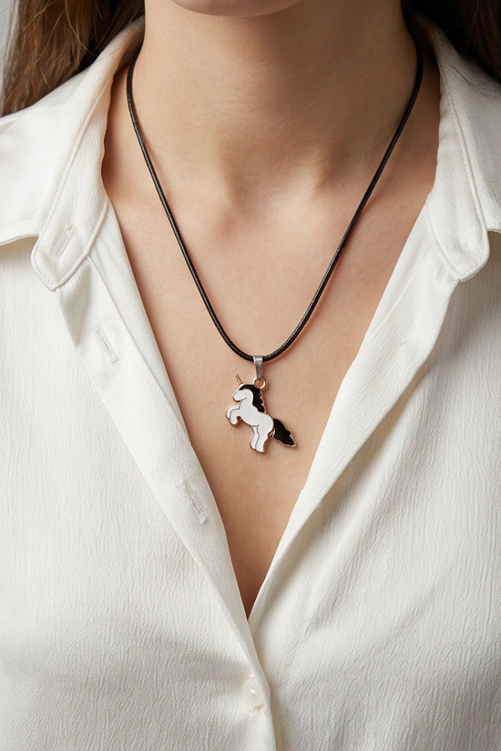 Gold and Black Unicorn Pendant Necklace