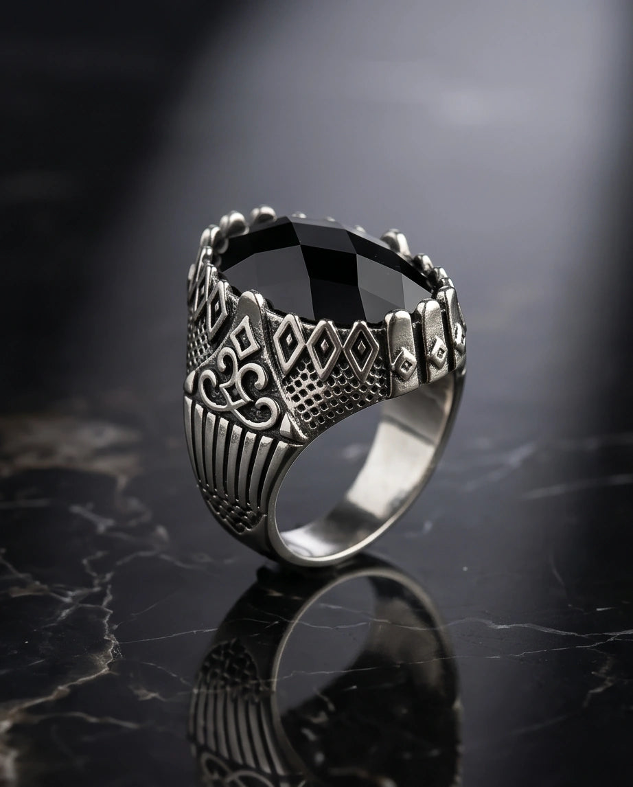 Imperial Onyx Fortress Signet Ring
