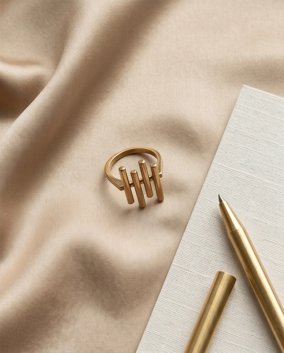 Golden Minimalist Pillar Ring
