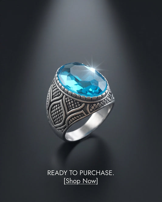 Aquamarine Gemstone Beaded Bezel Lattice Silver Ring