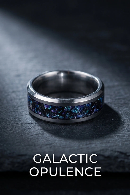 Nebula Opal Inlay Silver Band Ring