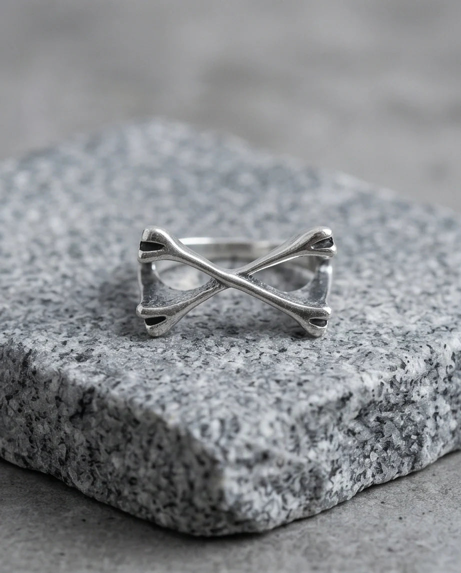 Gothic Sterling Silver Crossed Bones Ring