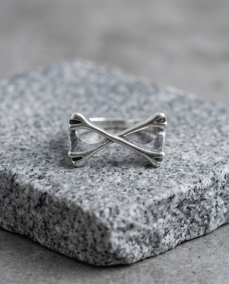 Gothic Sterling Silver Crossed Bones Ring