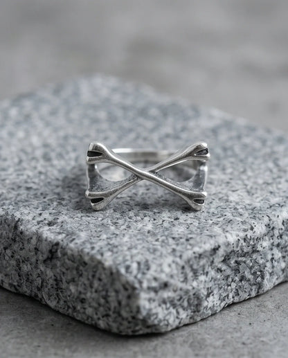 Gothic Sterling Silver Crossed Bones Ring
