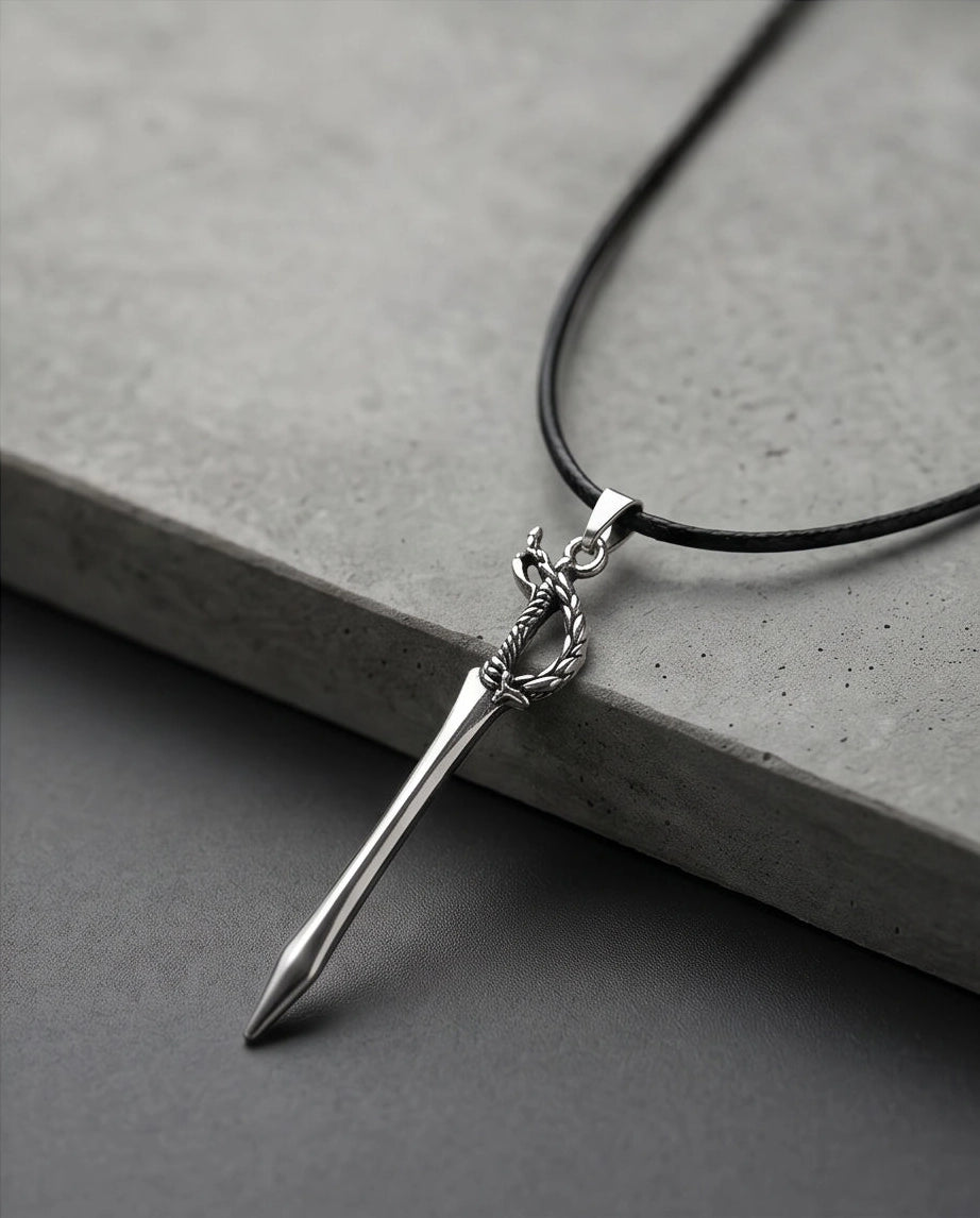 Silver Saber Pendant Necklace