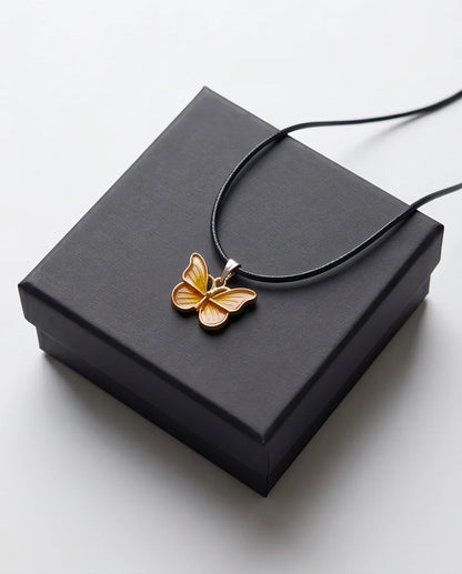 Gold & Amber Butterfly Pendant Necklace