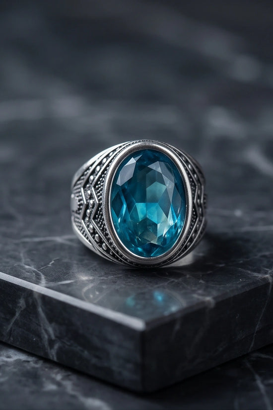 Imperial Teal Tourmaline Signet Ring