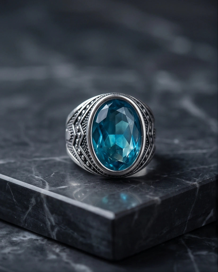 Imperial Teal Tourmaline Signet Ring