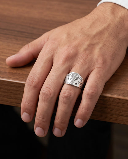 Royal Flush Playing Cards Band Silver Ring